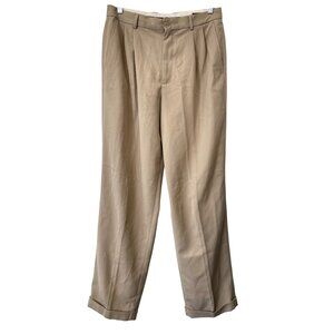 Claiborne Pants Size 33x32 Pleated Front Straight Leg Khaki Neutral Career Retro